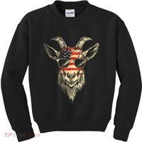 Cool Goat With Sunglasses And Usa Flag Kids Sweatshirt thumb 0