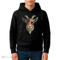 Cool Goat With Sunglasses And Usa Flag Kids Hoodie thumb 4