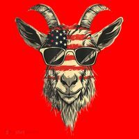 Cool Goat With Sunglasses And Usa Flag Santa Hat thumb 1