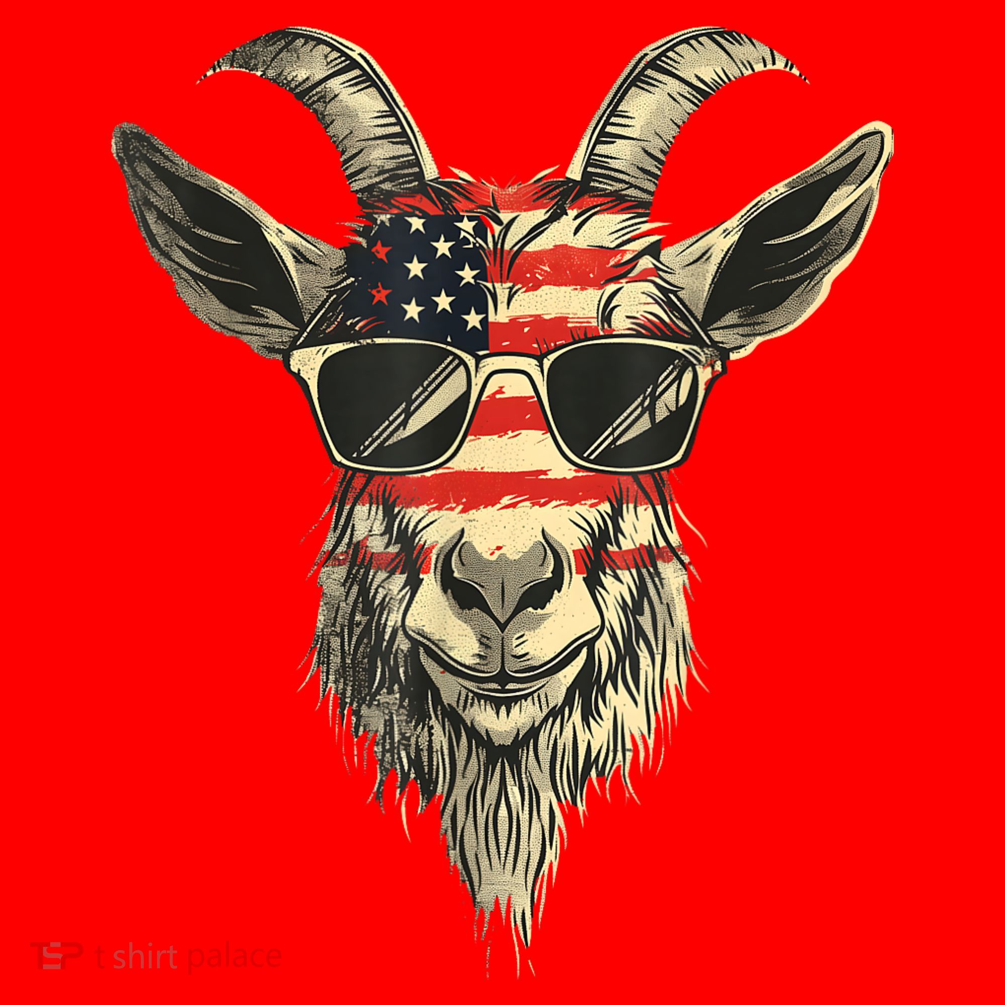 Cool Goat With Sunglasses And Usa Flag Santa Hat