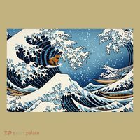 Capybara Great Wave Of Kanagawa Mousepad thumb 1