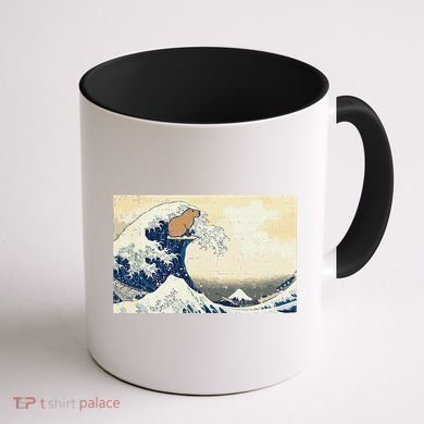 Capybara Great Wave Kanagawa Vintage Japanese Coffee Mug back