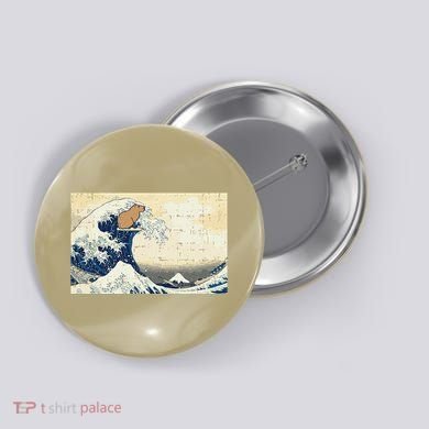 Capybara Great Wave Kanagawa Vintage Japanese Button