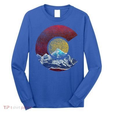 Colorado Gift With Flag Inspired Scenery Long Sleeve Shirt