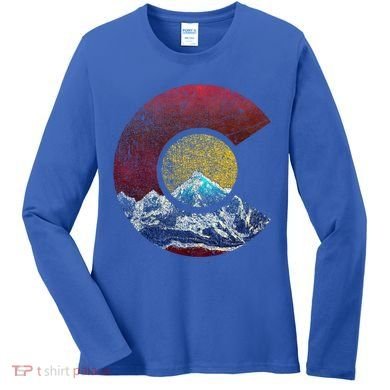 Colorado Gift With Flag Inspired Scenery Women's Long Sleeve Shirt