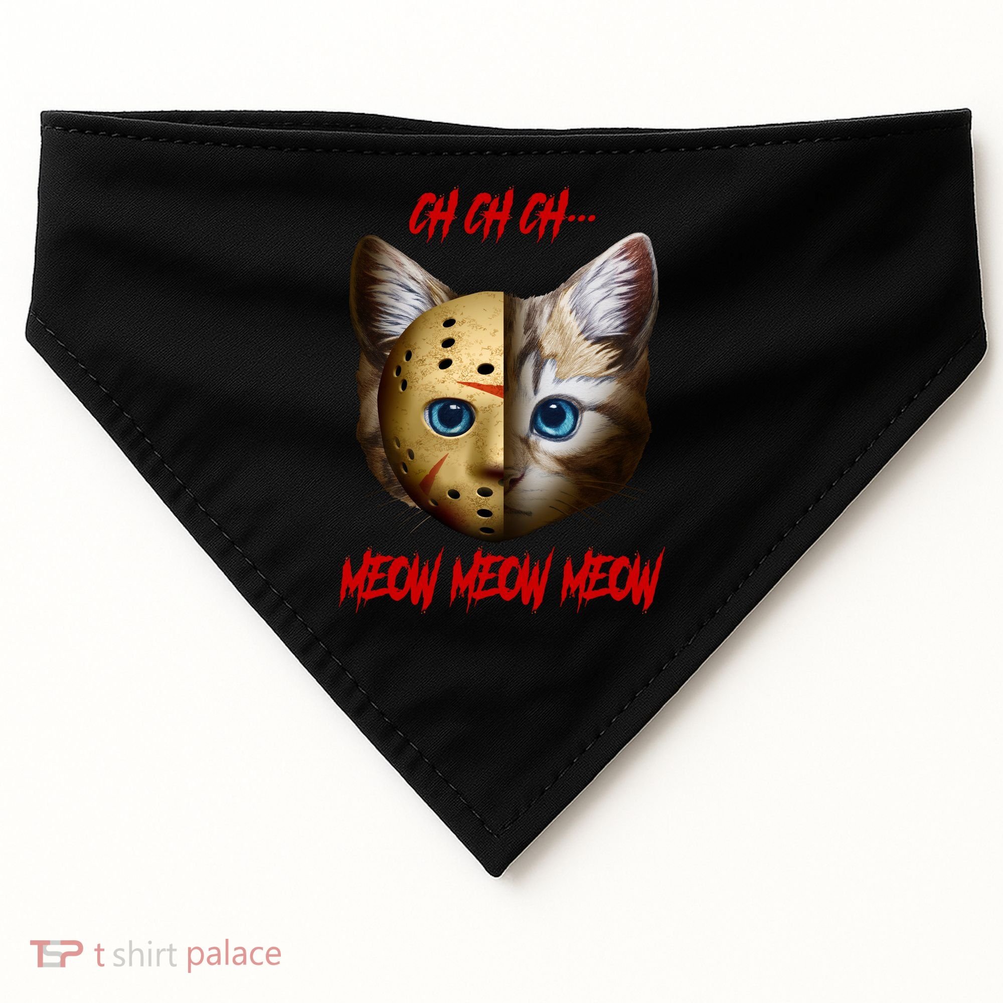 Ch Ch Ch Meow Meow Meow Cat Horror Movie USA-Made Doggie Bandana