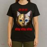 Ch Ch Ch Meow Meow Meow Cat Horror Movie T-Shirt thumb 4