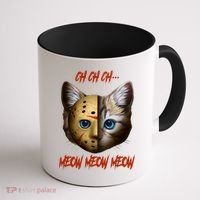 Ch Ch Ch Meow Meow Meow Cat Horror Movie Coffee Mug thumb 1