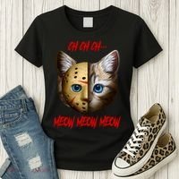 Ch Ch Ch Meow Meow Meow Cat Horror Movie Women's T-Shirt thumb 3