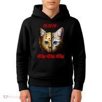 Ch Ch Ch Meow Meow Meow Cat Horror Movie Kids Hoodie thumb 4