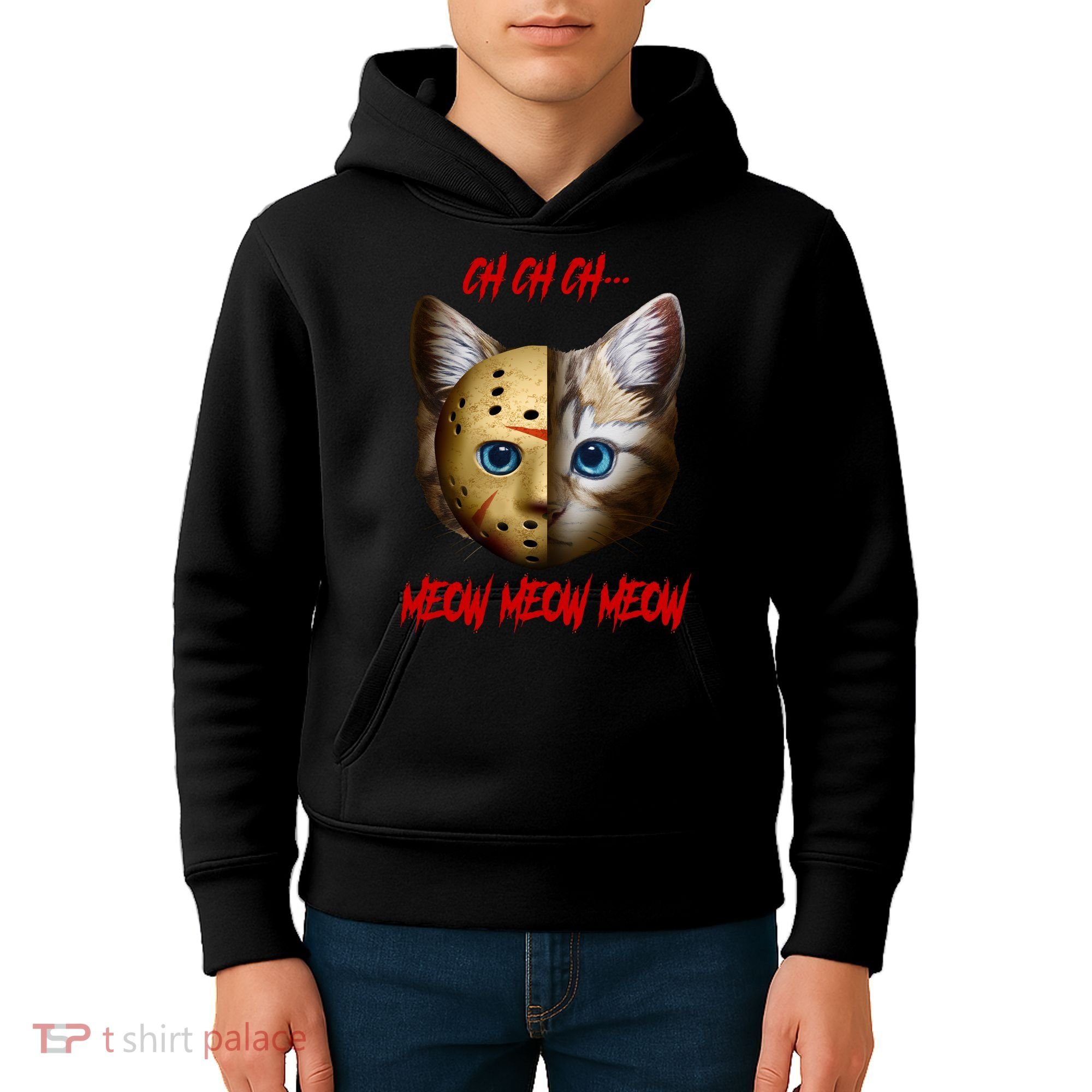Ch Ch Ch Meow Meow Meow Cat Horror Movie Kids Hoodie