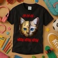 Ch Ch Ch Meow Meow Meow Cat Horror Movie Kids T-Shirt thumb 3