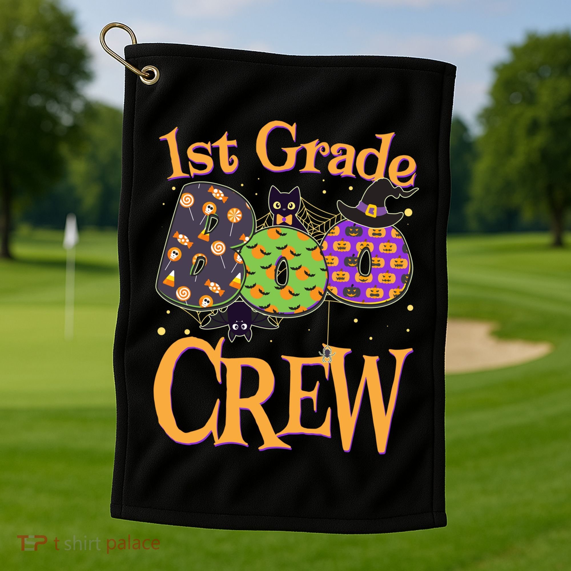 Cute Halloween 1st Grade Boo Crew Golf Towel