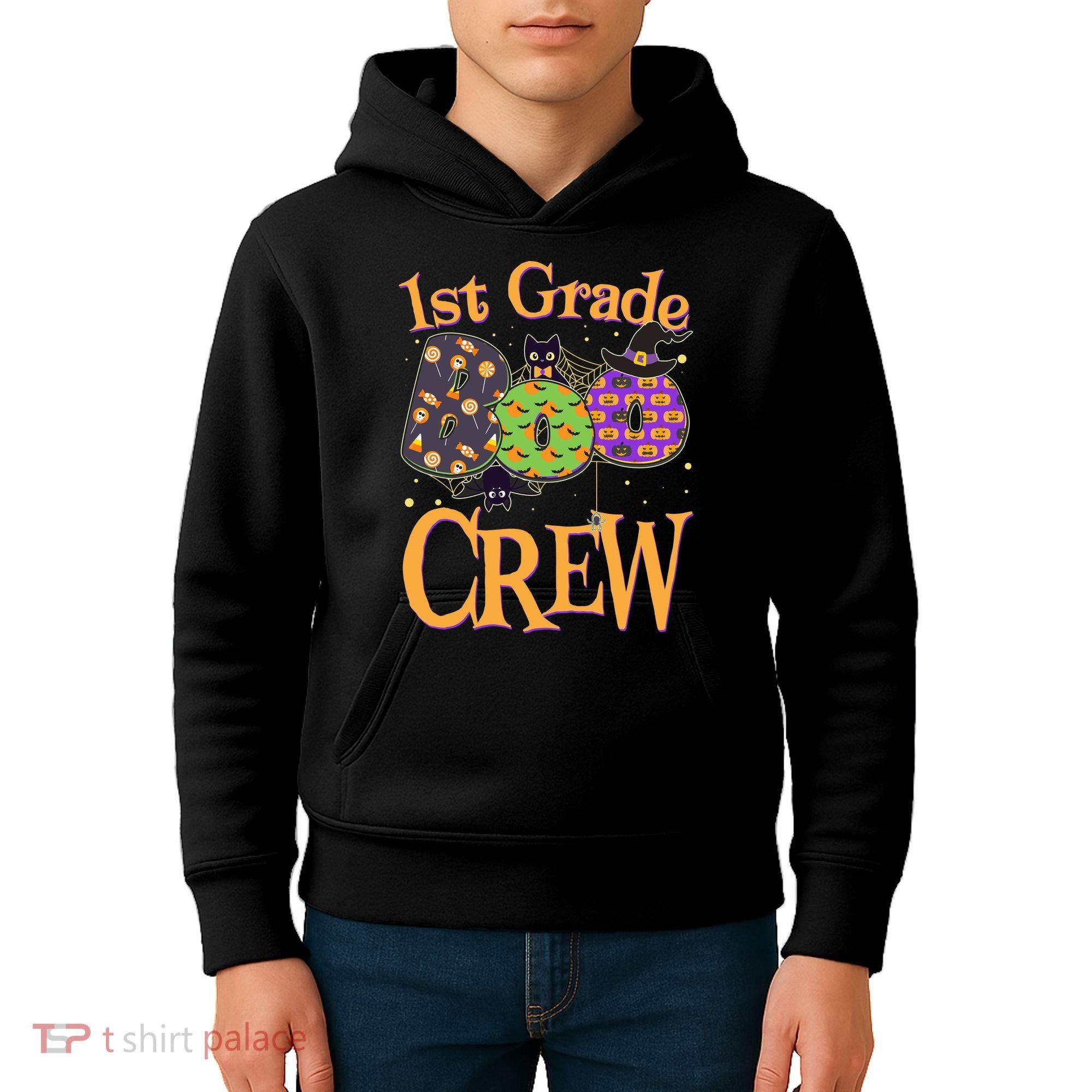 Cute Halloween 1st Grade Boo Crew Kids Hoodie
