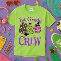 Cute Halloween 1st Grade Boo Crew Kids T-Shirt thumb 3
