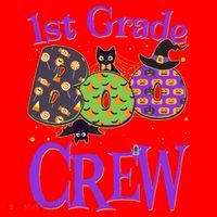 Cute Halloween 1st Grade Boo Crew Santa Hat thumb 1