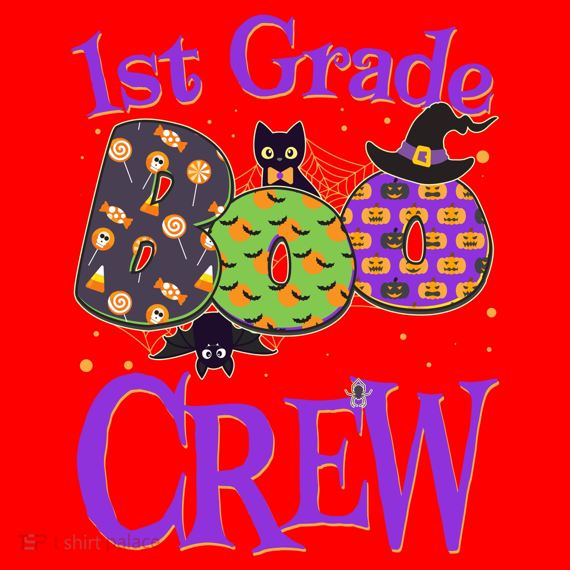 Cute Halloween 1st Grade Boo Crew Santa Hat