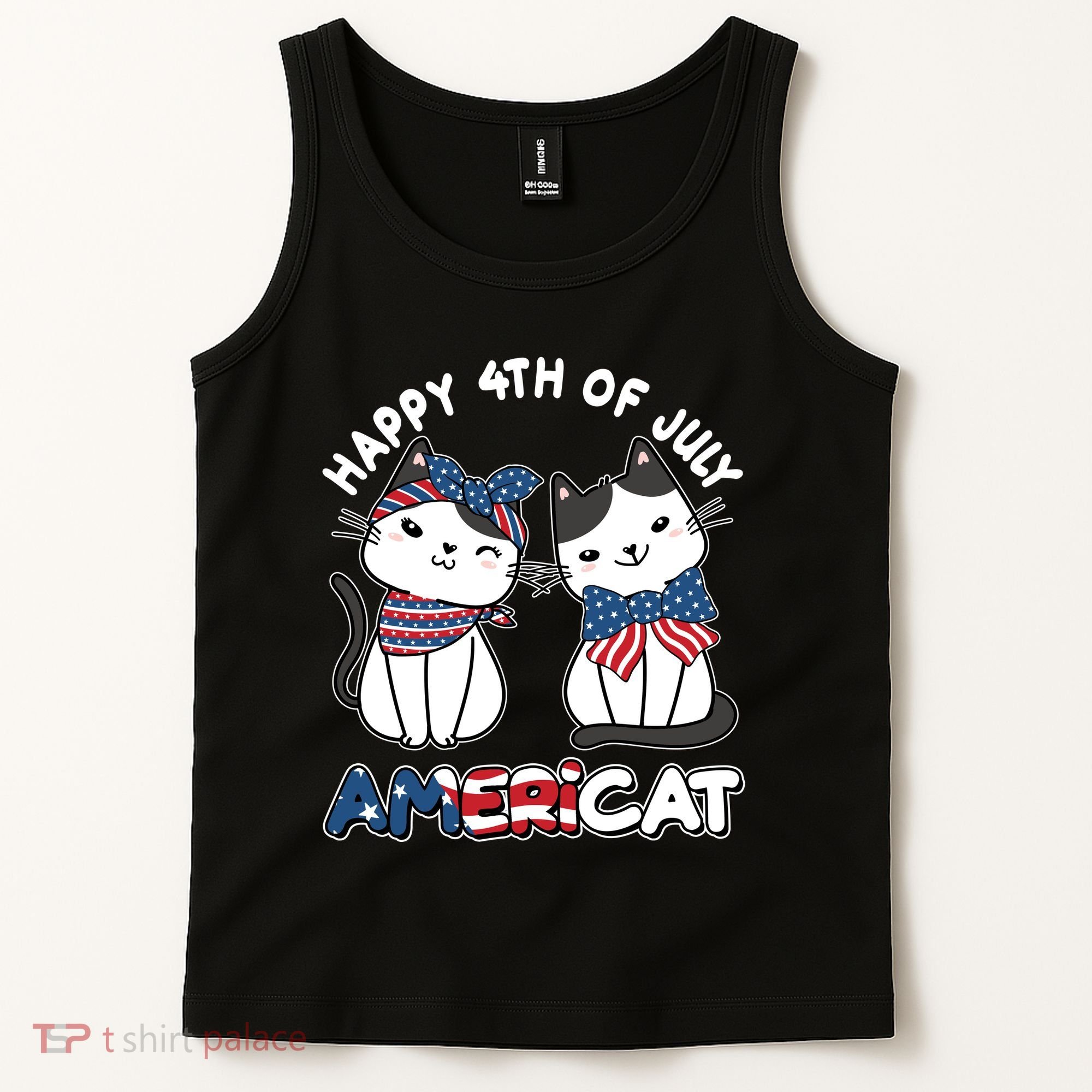 Cute Happy 4th Of July Americat Tank Top