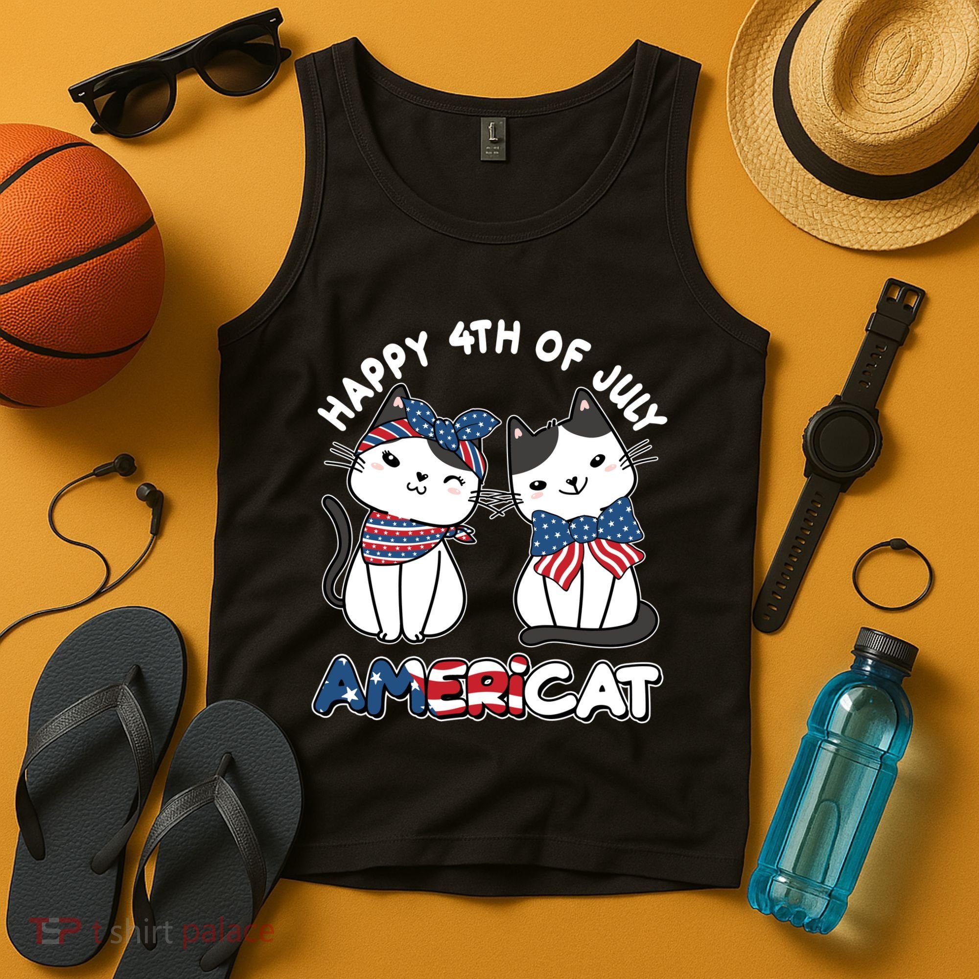 Cute Happy 4th Of July Americat Tank Top