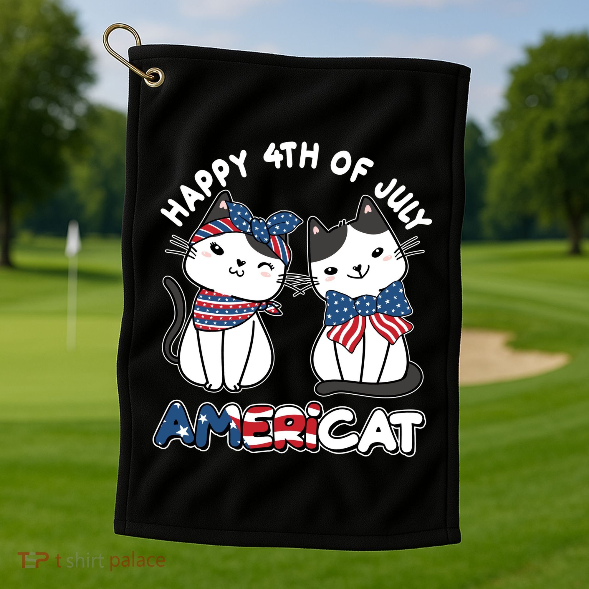 Cute Happy 4th Of July Americat Golf Towel
