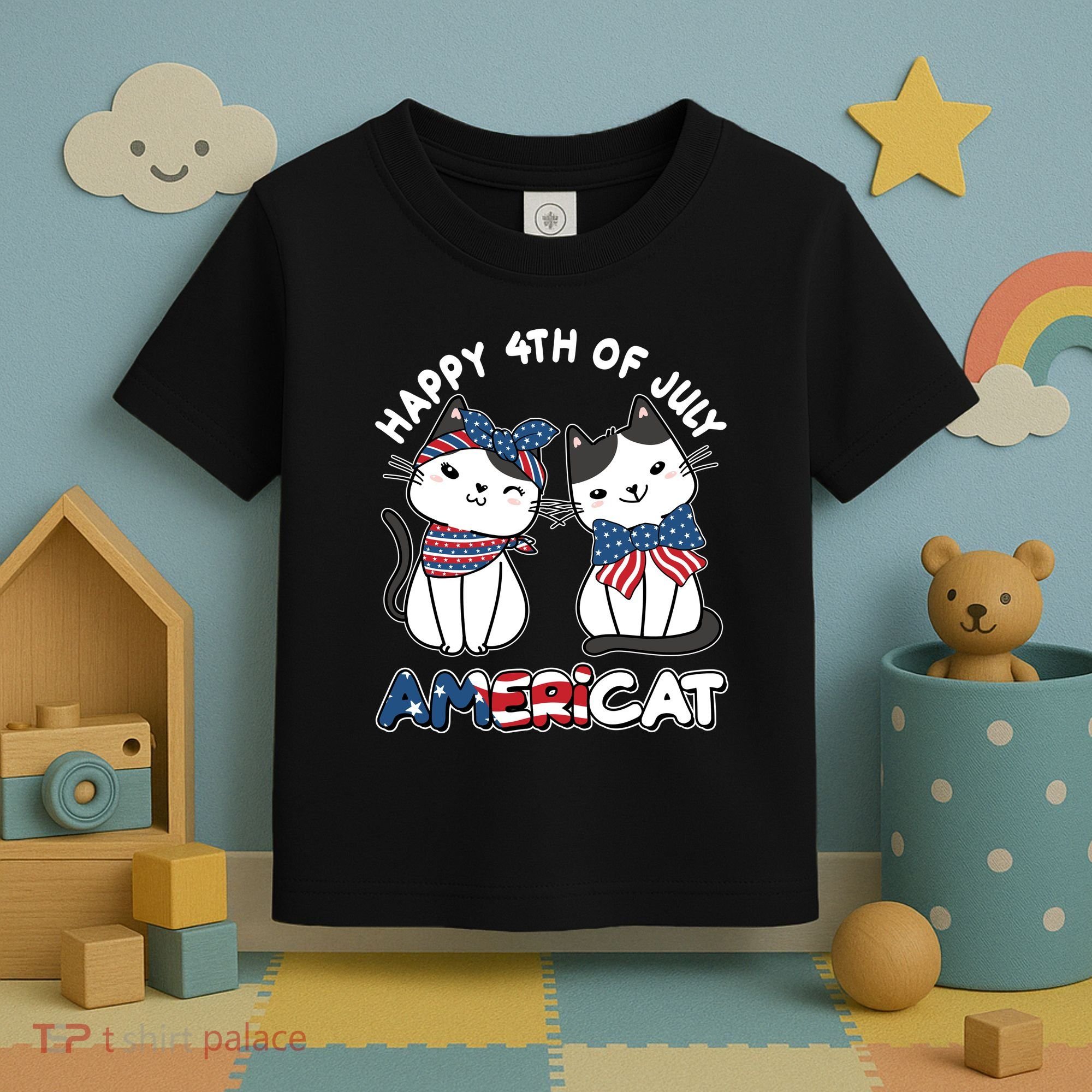 Cute Happy 4th Of July Americat Toddler T-Shirt