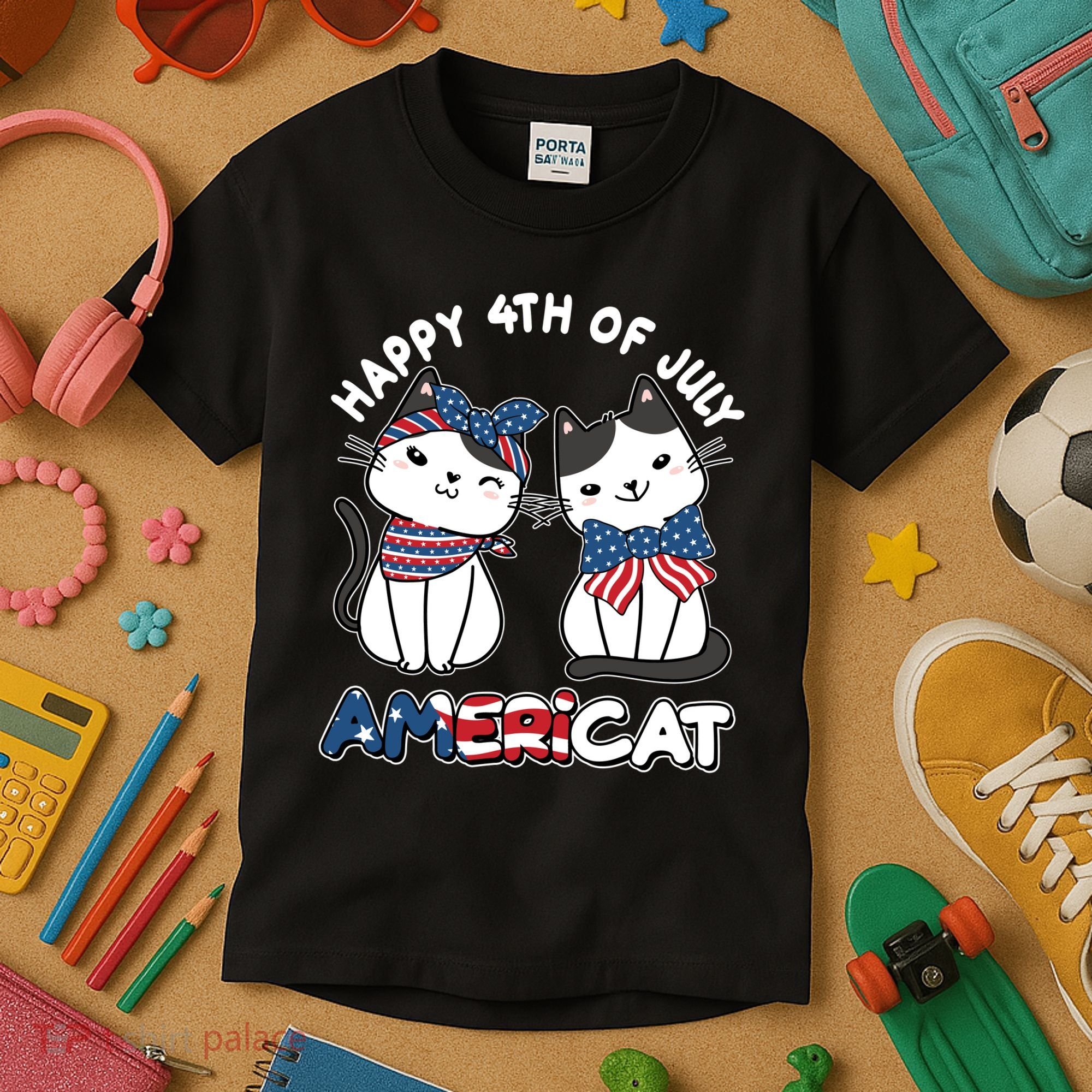 Cute Happy 4th Of July Americat Kids T-Shirt