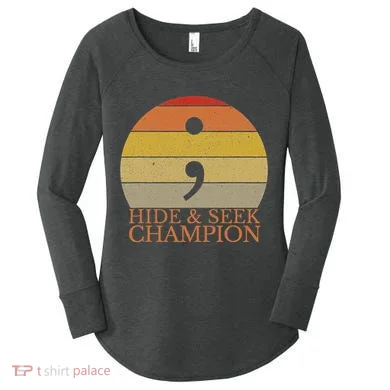 Coder Hide And Seek Champion Semi Colon Coding Programmer Women's Perfect Tri Tunic Long Sleeve Shirt