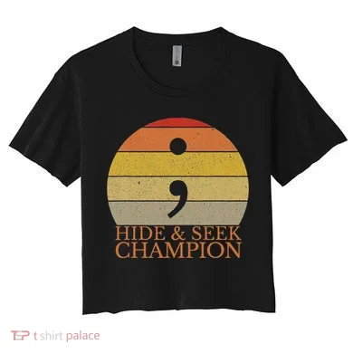 Coder Hide And Seek Champion Semi Colon Coding Programmer Women's Crop Top Tee
