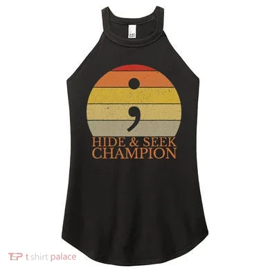 Coder Hide And Seek Champion Semi Colon Coding Programmer Women's Perfect Tri Rocker Tank
