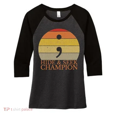 Coder Hide And Seek Champion Semi Colon Coding Programmer Women's Tri-Blend 3/4-Sleeve Raglan Shirt