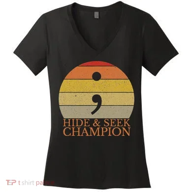 Coder Hide And Seek Champion Semi Colon Coding Programmer Women's V-Neck T-Shirt