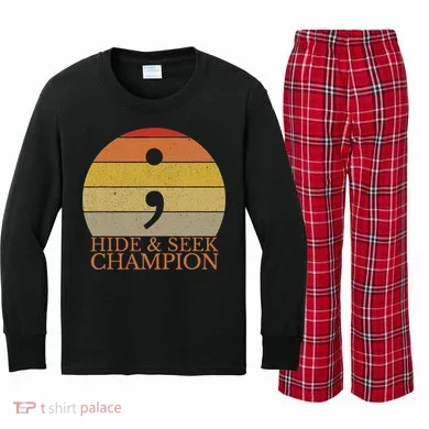 Coder Hide And Seek Champion Semi Colon Coding Programmer Kids Long Sleeve Plaid Pajama Set