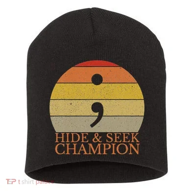 Coder Hide And Seek Champion Semi Colon Coding Programmer Short Acrylic Beanie