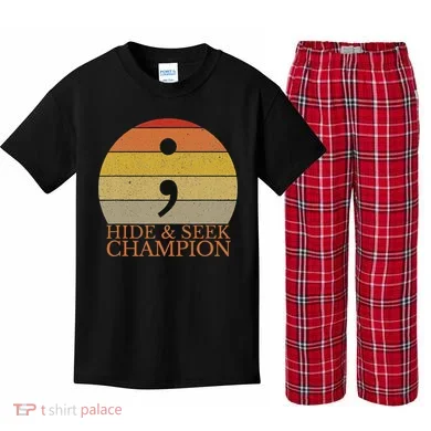 Coder Hide And Seek Champion Semi Colon Coding Programmer Kids Plaid Pajama Set