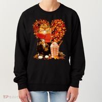 Cute Happy Autumn Cat With Pumpkin Spice Drink Fall Lover Women's Sweatshirt thumb 0
