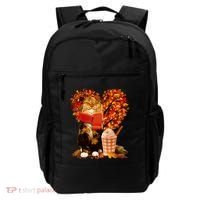 Cute Happy Autumn Cat With Pumpkin Spice Drink Fall Lover Backpack thumb 0