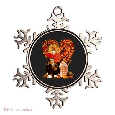 Cute Happy Autumn Cat With Pumpkin Spice Drink Fall Lover Ornament