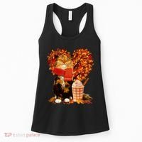 Cute Happy Autumn Cat With Pumpkin Spice Drink Fall Lover Women's Tank Top thumb 0