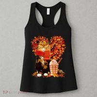 Cute Happy Autumn Cat With Pumpkin Spice Drink Fall Lover Women's Tank Top thumb 3