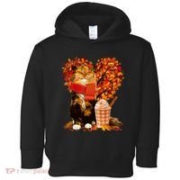 Cute Happy Autumn Cat With Pumpkin Spice Drink Fall Lover Toddler Hoodie thumb 0