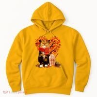 Cute Happy Autumn Cat With Pumpkin Spice Drink Fall Lover Hoodie thumb 0
