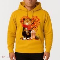 Cute Happy Autumn Cat With Pumpkin Spice Drink Fall Lover Hoodie thumb 2