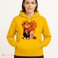 Cute Happy Autumn Cat With Pumpkin Spice Drink Fall Lover Hoodie thumb 5