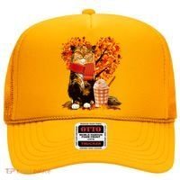 Cute Happy Autumn Cat With Pumpkin Spice Drink Fall Lover Hat thumb 0