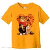 Cute Happy Autumn Cat With Pumpkin Spice Drink Fall Lover Toddler T-Shirt thumb 0