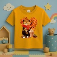Cute Happy Autumn Cat With Pumpkin Spice Drink Fall Lover Toddler T-Shirt thumb 3