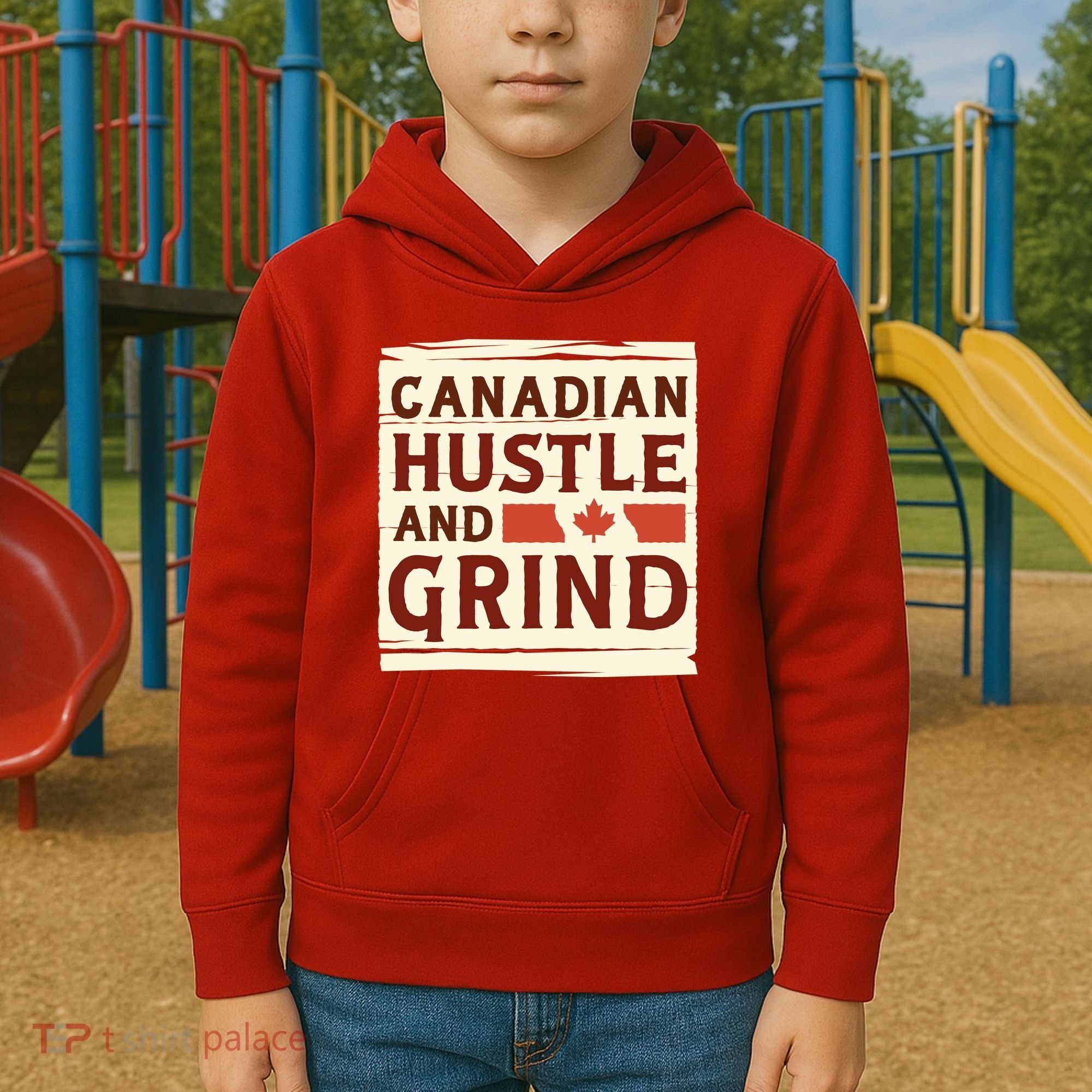 Canadian Hustle And Grind Kids Hoodie
