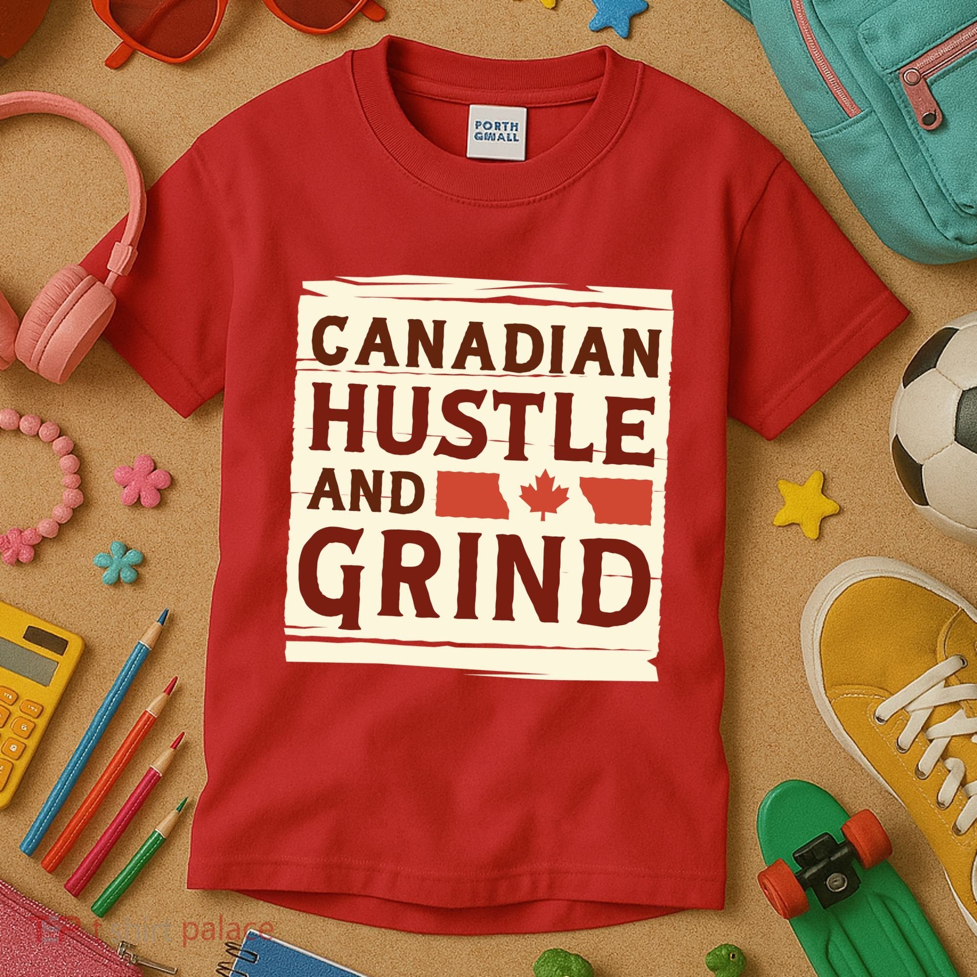 Canadian Hustle And Grind Kids T-Shirt