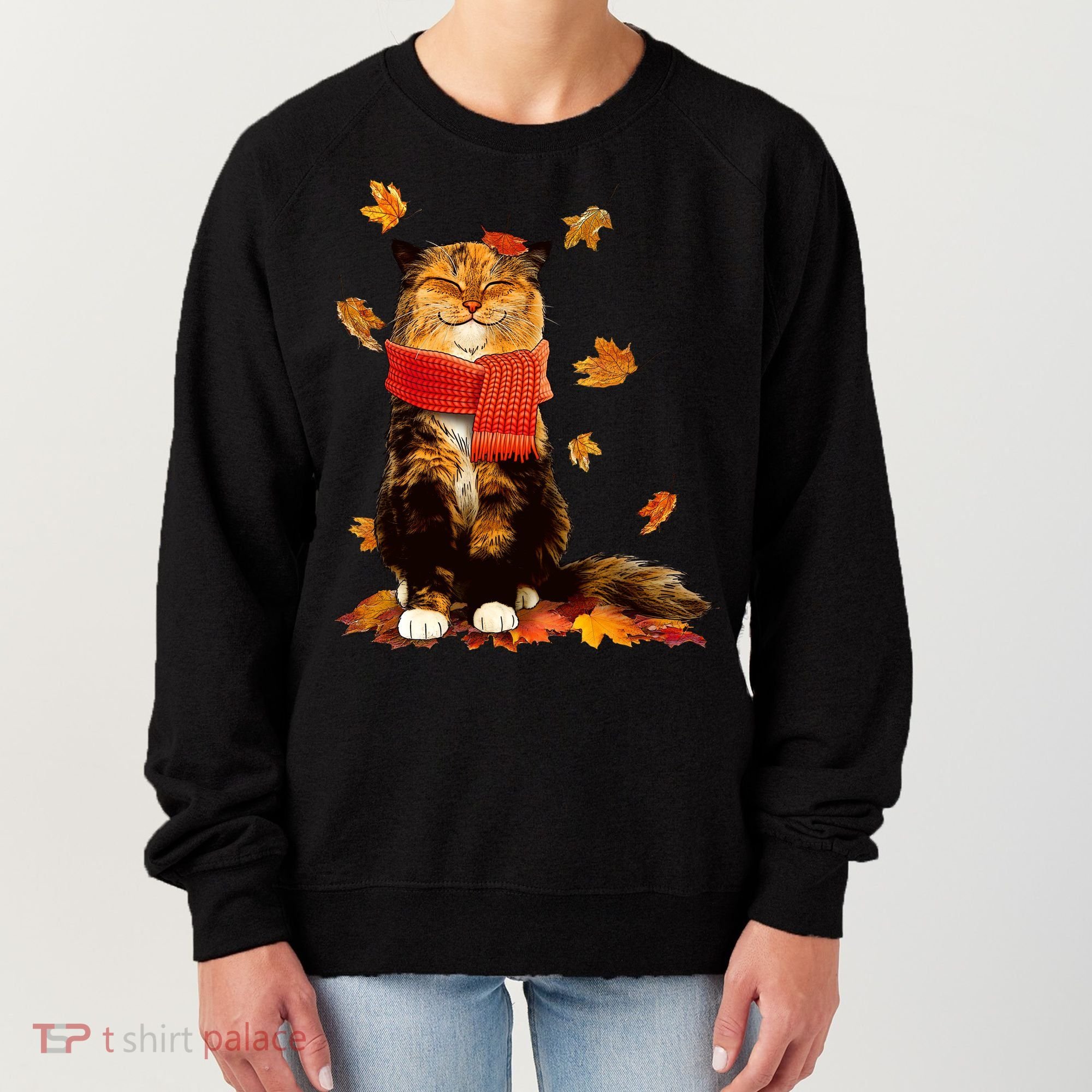 Cute Happy Autumn Cat Fall Season Lover Women's Sweatshirt