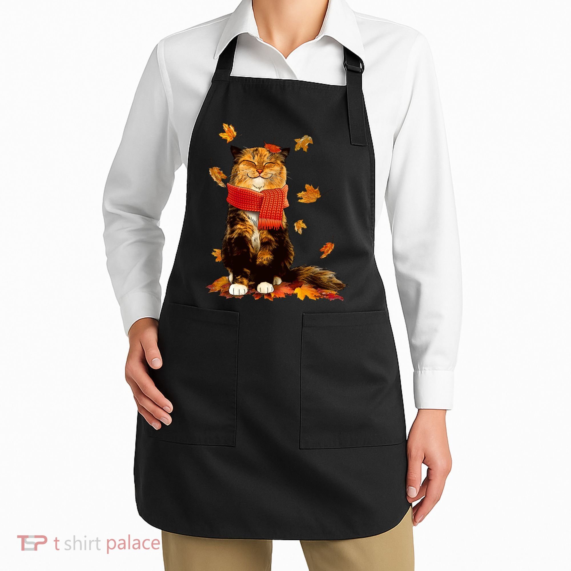 Cute Happy Autumn Cat Fall Season Lover Apron